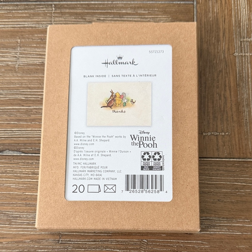 Hallmark Winnie the Pooh Thank You Cards - Tan and Cream